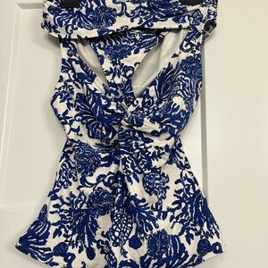 Lilly Pulitzer Blue and White Tankini - Top size 8 bottom 6